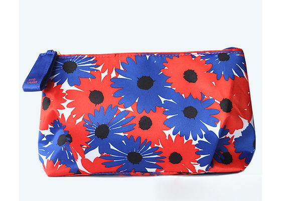 Le sac/coutume d'article de toilette de voyage de velours a brodé modèle de fleur de sacs de maquillage le beau